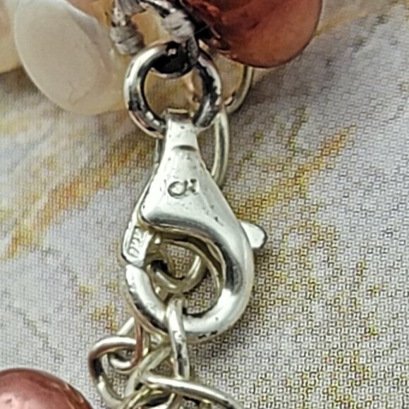 Sterling Silver Multi Strand Multicolor Baroque Pearl Beaded Necklace 18 Inch - Picture 7 of 8